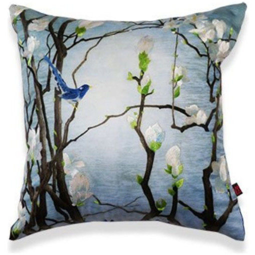 "Wilda" Hand Embroidered Floral Silk Pillow