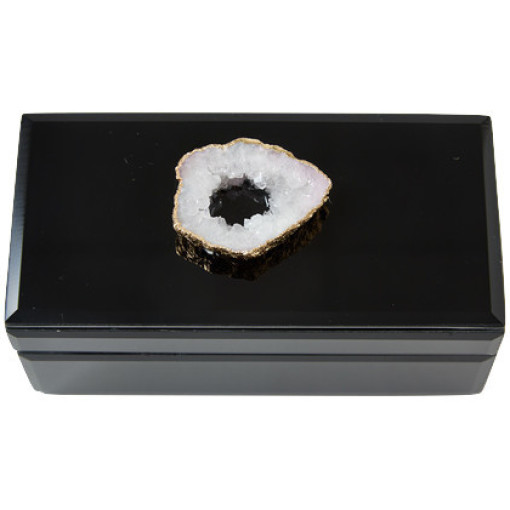 Geode Stone Topped Glass Box, Clear